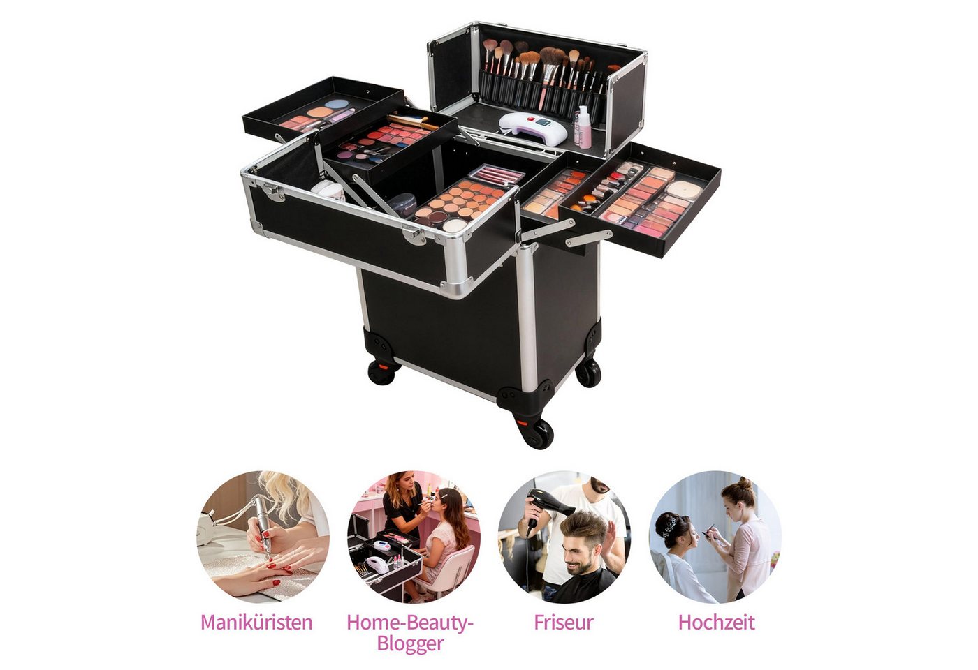 Youyijia Kosmetikkoffer Kosmetikkoffer im Trolley-Stil aus Aluminiumlegierung Koffer für Haar Bild 3