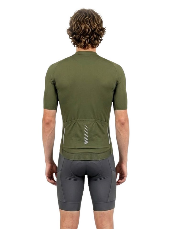 Wulibike Radtrikot Herren Fahrradbekleidungsset mit 3D-Polster & Anti-Rutsch-Silikon (2-tlg) Kurzarm-Radtrikot und Träger-Radhose, insgesamt 6 Taschen