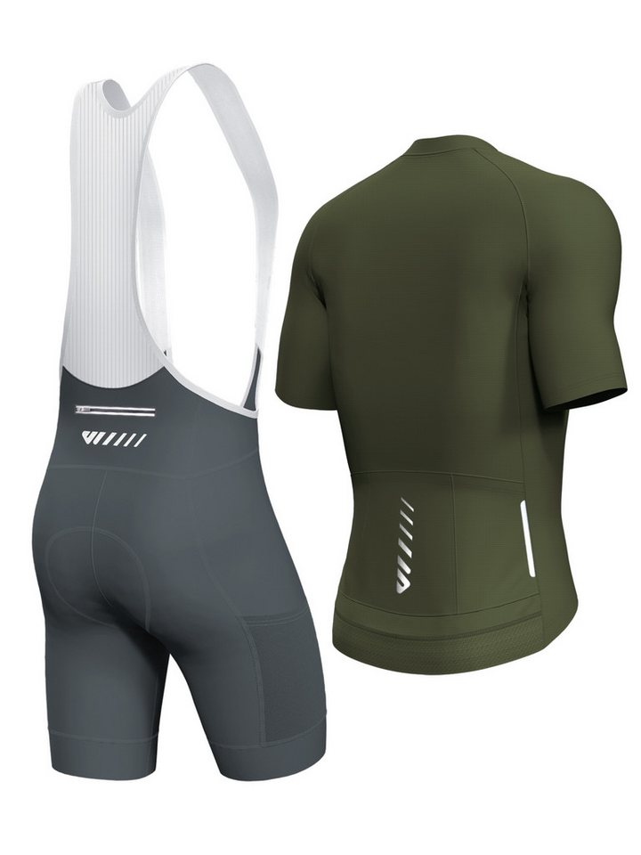 Wulibike Radtrikot Herren Fahrradbekleidungsset mit 3D-Polster & Anti-Rutsch-Silikon (2-tlg) Kurzarm-Radtrikot und Träger-Radhose, insgesamt 6 Taschen Bild 5