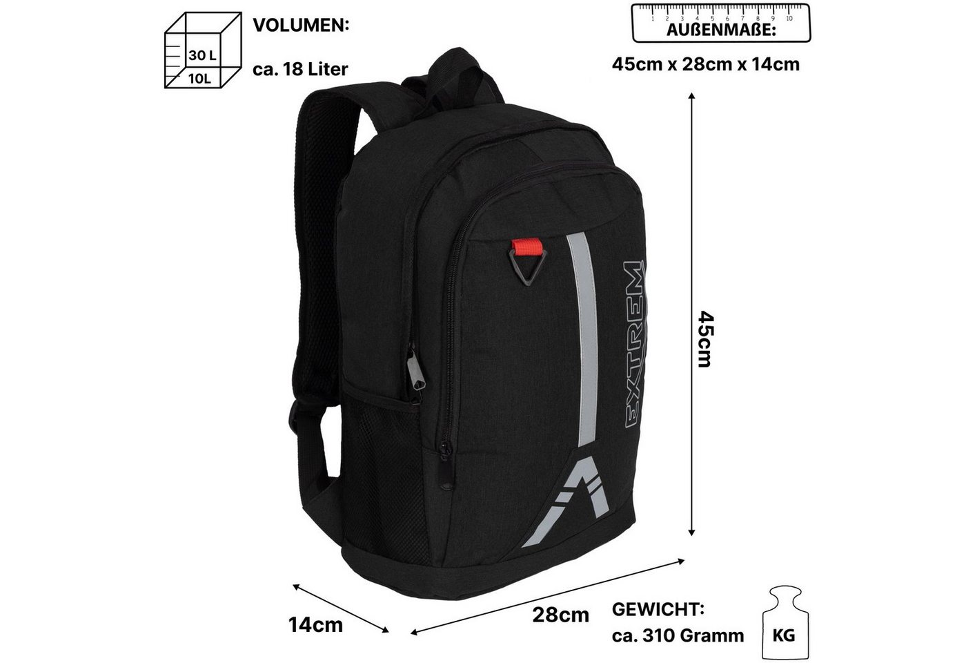 EAAKIE Rucksack 18L Rucksack Sportrucksack Sport Reisen Arbeit Freizeit Herren Damen, Freizeitrucksack,Sportrucksack,Schulrucksack Bild 3