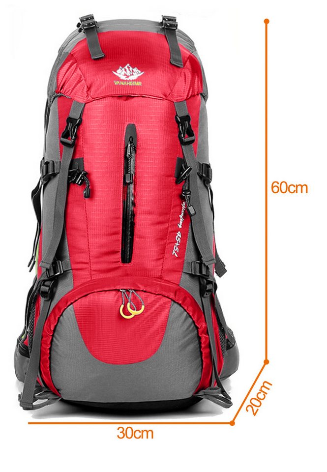 RAIKOU Wanderrucksack 50L Trekkingrucksack Wasserdicht, Reisetasche Ultralight (Regenhülle, Hüftgurt mit praktischen Taschen), Atmungsaktives Tragesystem Bild 2