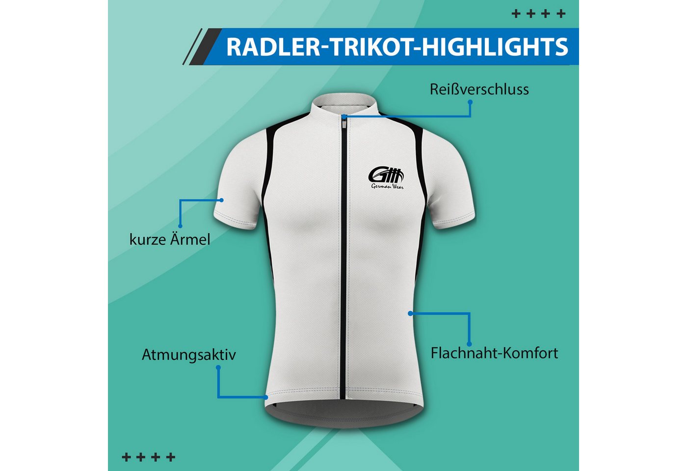 German Wear Radtrikot ME-3005 Herren Radler Jersey Trikot Bild 3