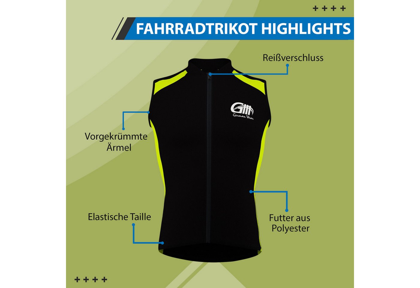 German Wear Radtrikot ME-4001 Radweste Fahrradtrikot Fahrrad Radler-Trikot weste-Trikot Bild 5