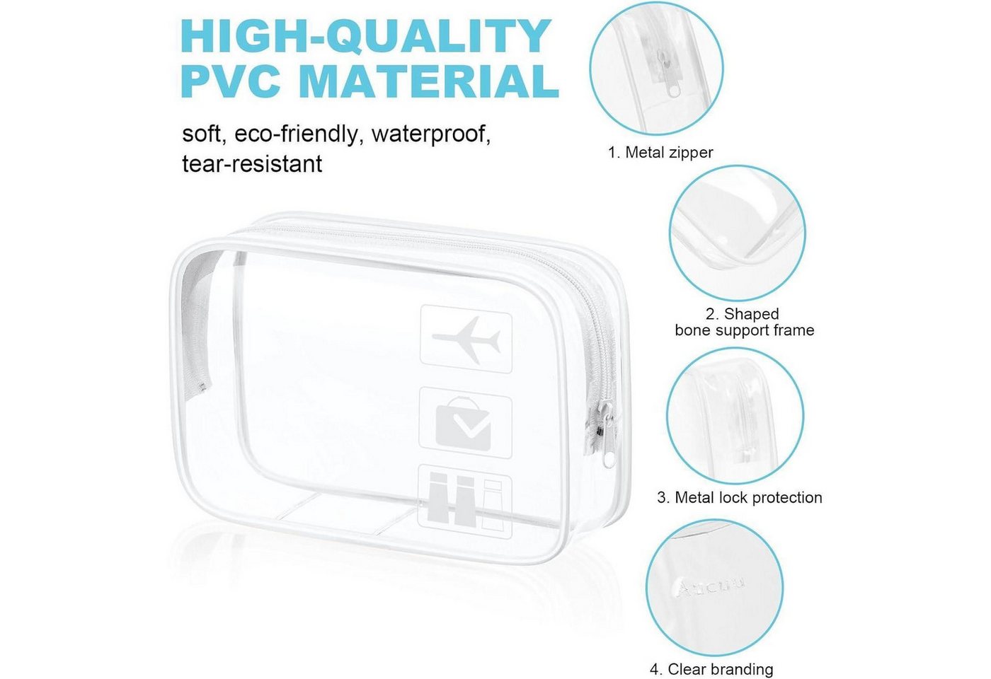 LuxusKollektion Kosmetiktasche Durchsichtige Kulturtasche transparent, wasserdicht, TSA-zugelassen Bild 2
