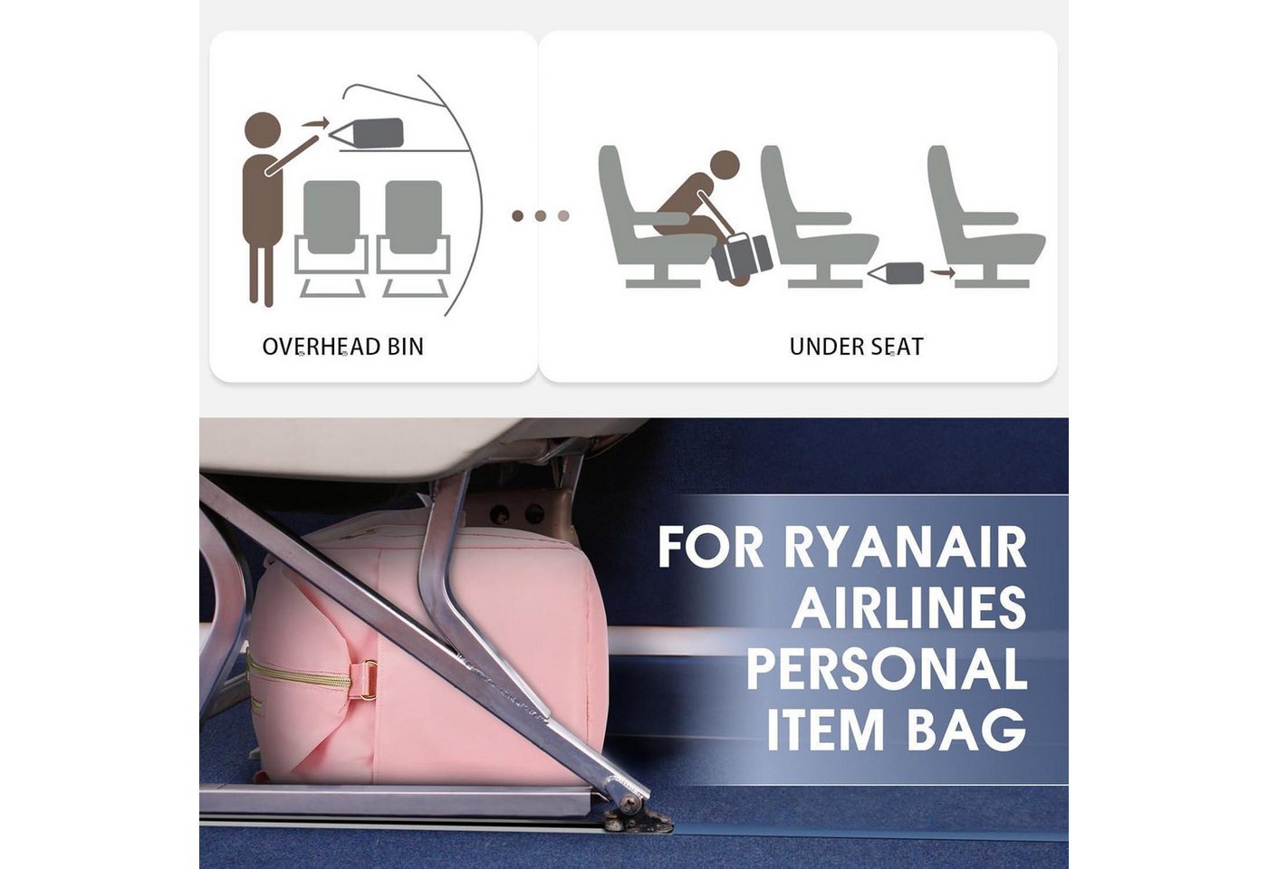 LuxusKollektion Reisetasche Handgepäcktasche 40x20x25 Rosa 20l 20L für Ryanair Airlines Bild 3