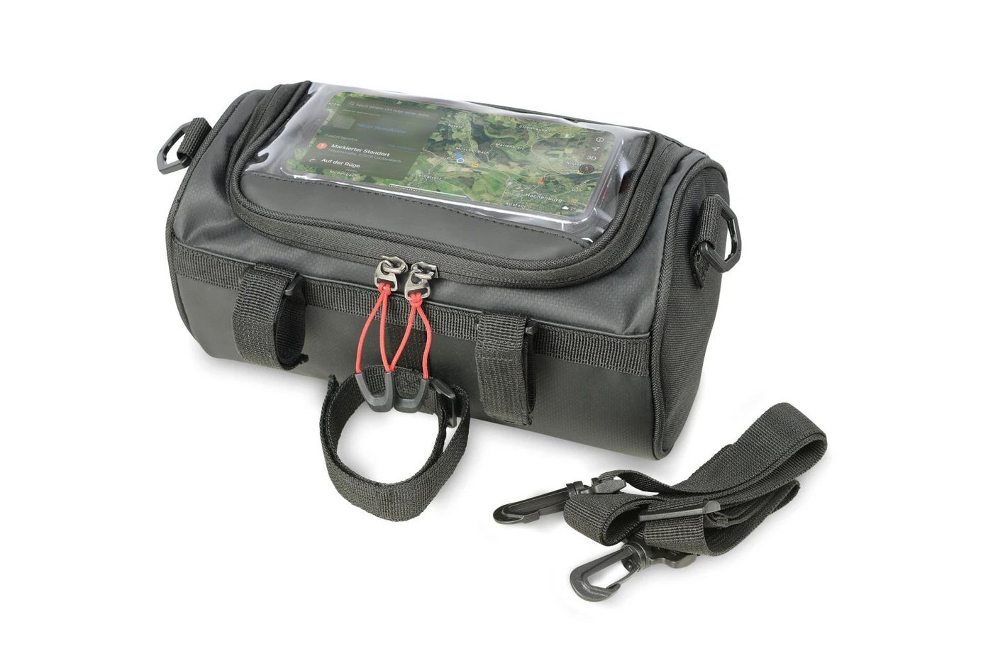 TROIKA Fahrradtasche mit Touchscreen-Sichtfenster, 4 L Volumen & Schultergurt, Lenkertasche (mit Klettverschluss-Befestigung, verstärkte Kanten), IPX4 Spritzwasserschutz für E-Bike & Fahrrad, belastbar bis 5kg