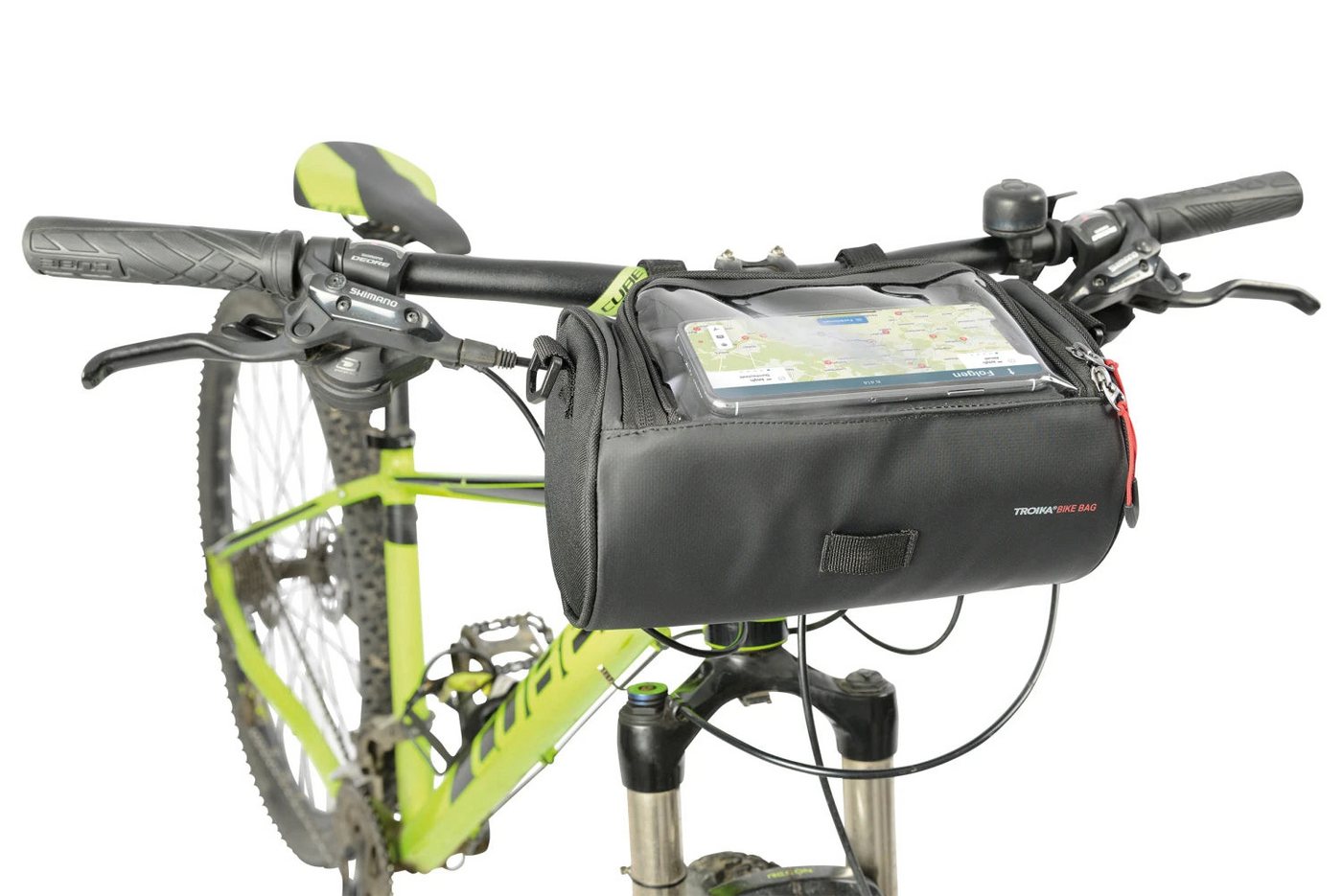 TROIKA Fahrradtasche mit Touchscreen-Sichtfenster, 4 L Volumen & Schultergurt, Lenkertasche (mit Klettverschluss-Befestigung, verstärkte Kanten), IPX4 Spritzwasserschutz für E-Bike & Fahrrad, belastbar bis 5kg Bild 2