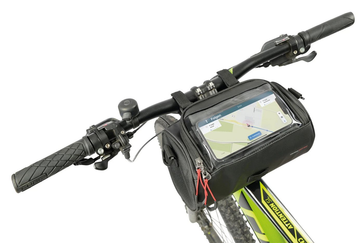 TROIKA Fahrradtasche mit Touchscreen-Sichtfenster, 4 L Volumen & Schultergurt, Lenkertasche (mit Klettverschluss-Befestigung, verstärkte Kanten), IPX4 Spritzwasserschutz für E-Bike & Fahrrad, belastbar bis 5kg Bild 3