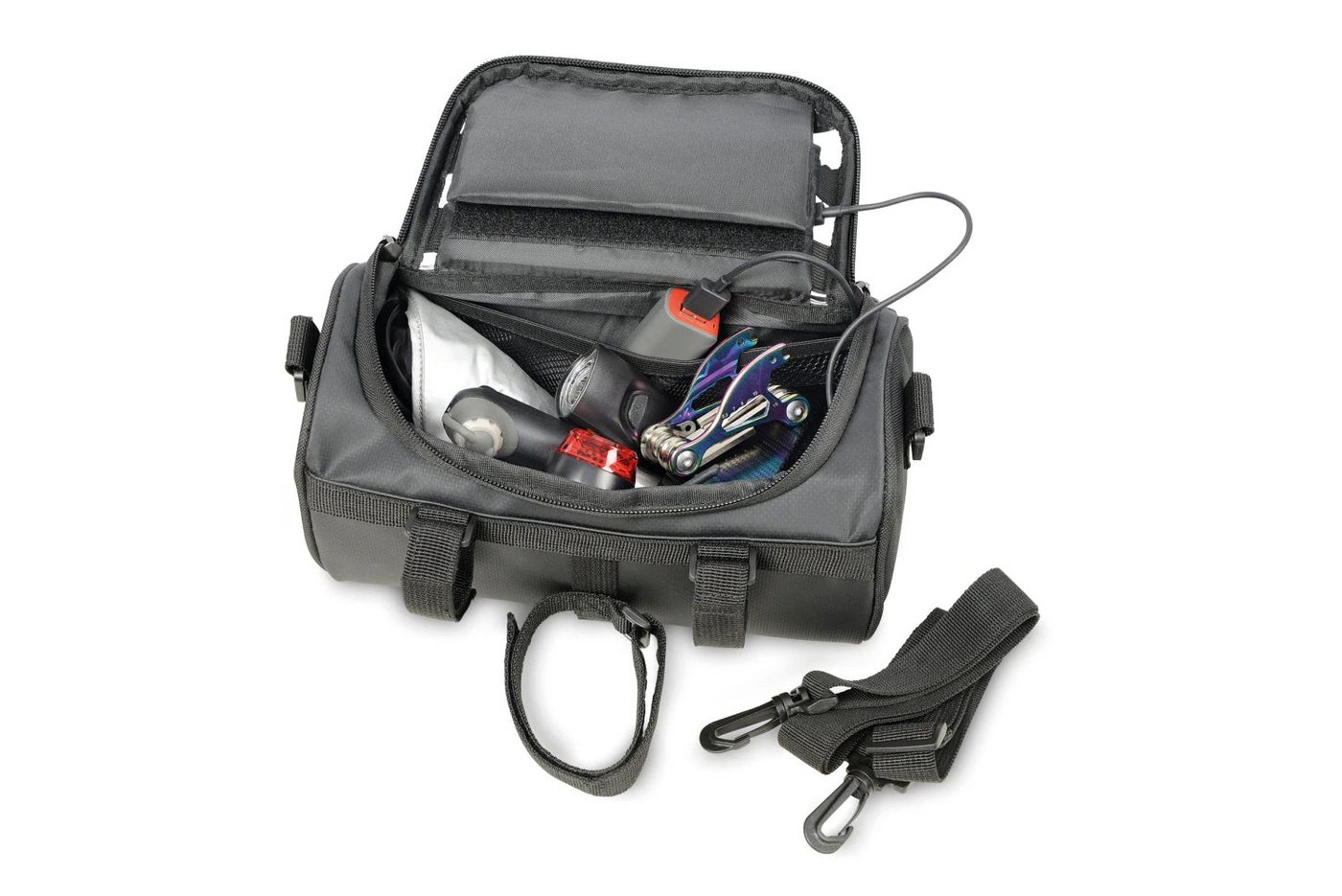 TROIKA Fahrradtasche mit Touchscreen-Sichtfenster, 4 L Volumen & Schultergurt, Lenkertasche (mit Klettverschluss-Befestigung, verstärkte Kanten), IPX4 Spritzwasserschutz für E-Bike & Fahrrad, belastbar bis 5kg Bild 4