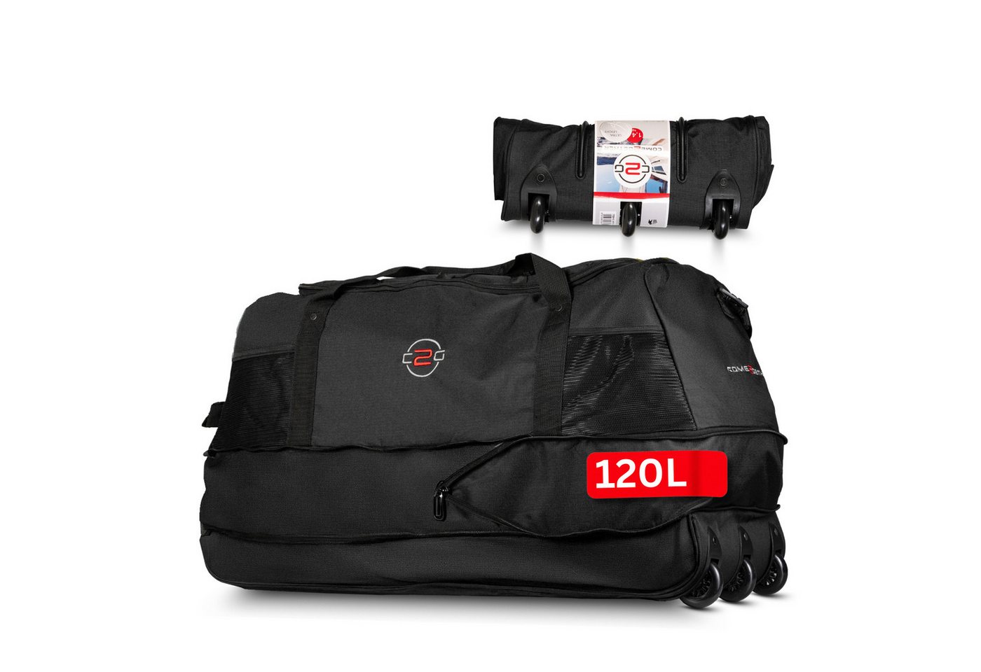 cocoono Reisetasche Faltbare Reisetasche mit Rollen 120 L – XXL Rolltasche