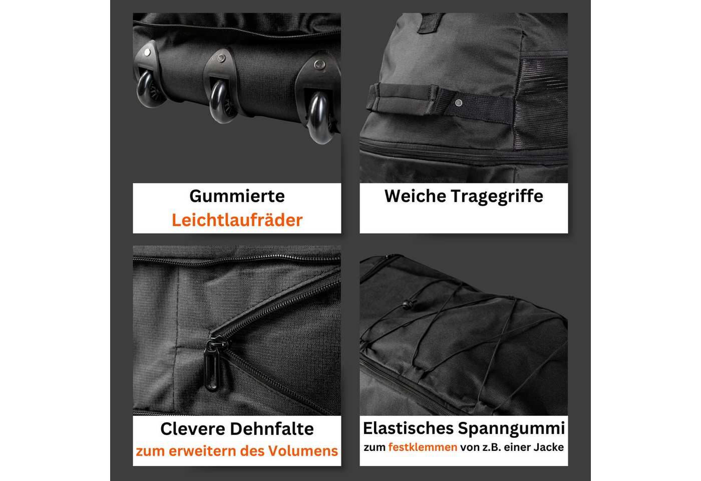 cocoono Reisetasche Faltbare Reisetasche mit Rollen 120 L – XXL Rolltasche Bild 2