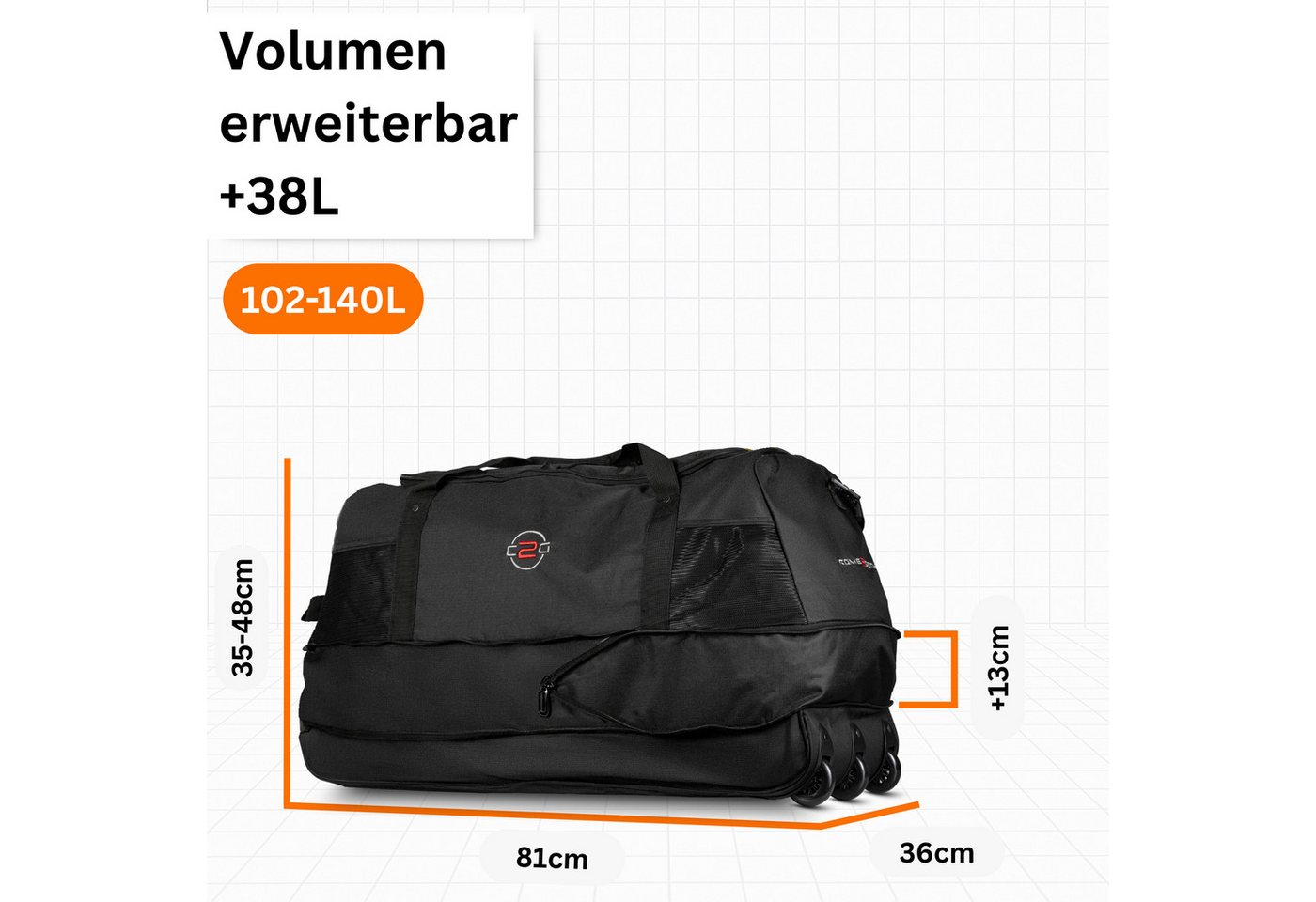 cocoono Reisetasche Reisetasche mit Rollen – Große faltbare Rolltasche 120L Bild 4