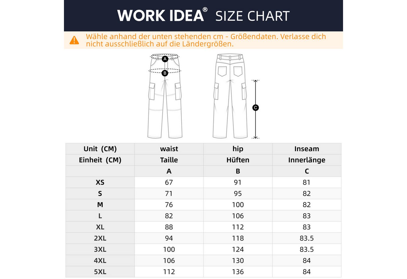 WORK IDEA Trekkinghose Damen Sommer Stretch-Slim Fit wasserabweisend Wanderhose, Arbeitshose (1-tlg) geeignet für Outdoor-Aktivitäten, S-5XL