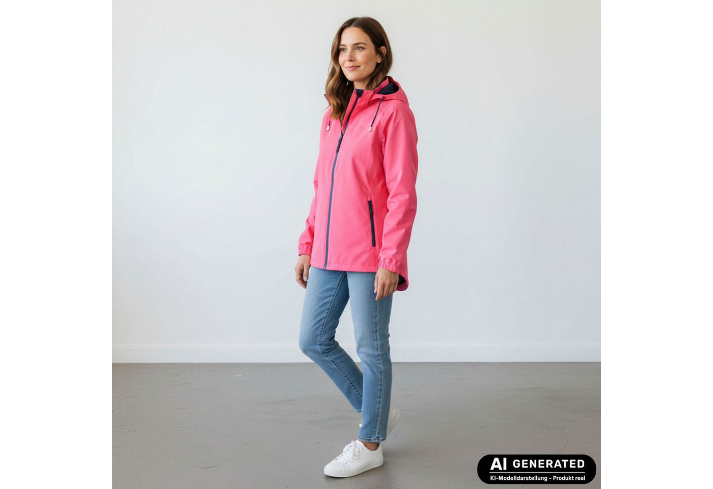 Dry Fashion Fahrradjacke Spiekeroog Damen Funktionsjacke - Regenjacke leicht & verstaubar Jacke Wasserdicht, Windicht, Atmungsaktiv, Kapuze mit Vorderschirm