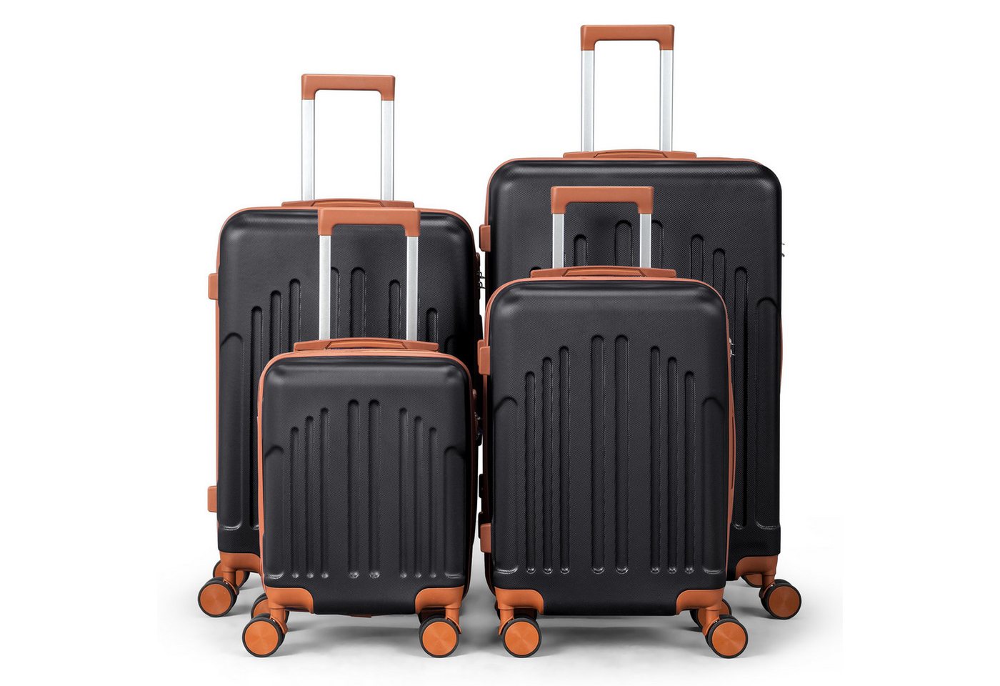 LALAHO Trolleyset Kofferset Hartschalenkoffer Trolley 360° Rollen, 4 Rollen, (4 tlg), Reisekoffer Set mit Handgepäck, Koffer & Trolleys, Schwarz Bild 3