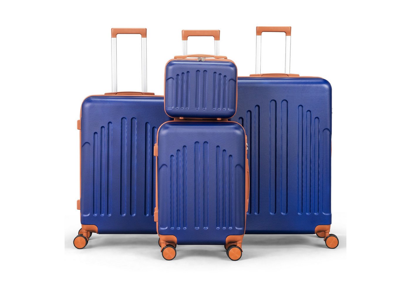 LALAHO Trolleyset 4tlg. Kofferset Hartschalenkoffer Trolley 360° Rollen, 4 Rollen, (4 tlg), Reisekoffer Set mit Handgepäck, Dunkelblau Bild 5