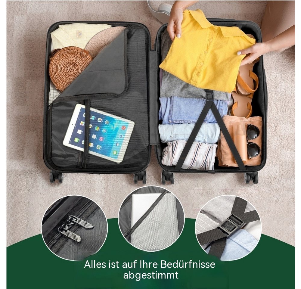 LALAHO Trolley Kofferset Hartschale Reisekoffer, 360° Rollen, 4 Rollen, 3er Set Handgepäck, moderner Koffer, Teleskopstange, Grau Bild 2