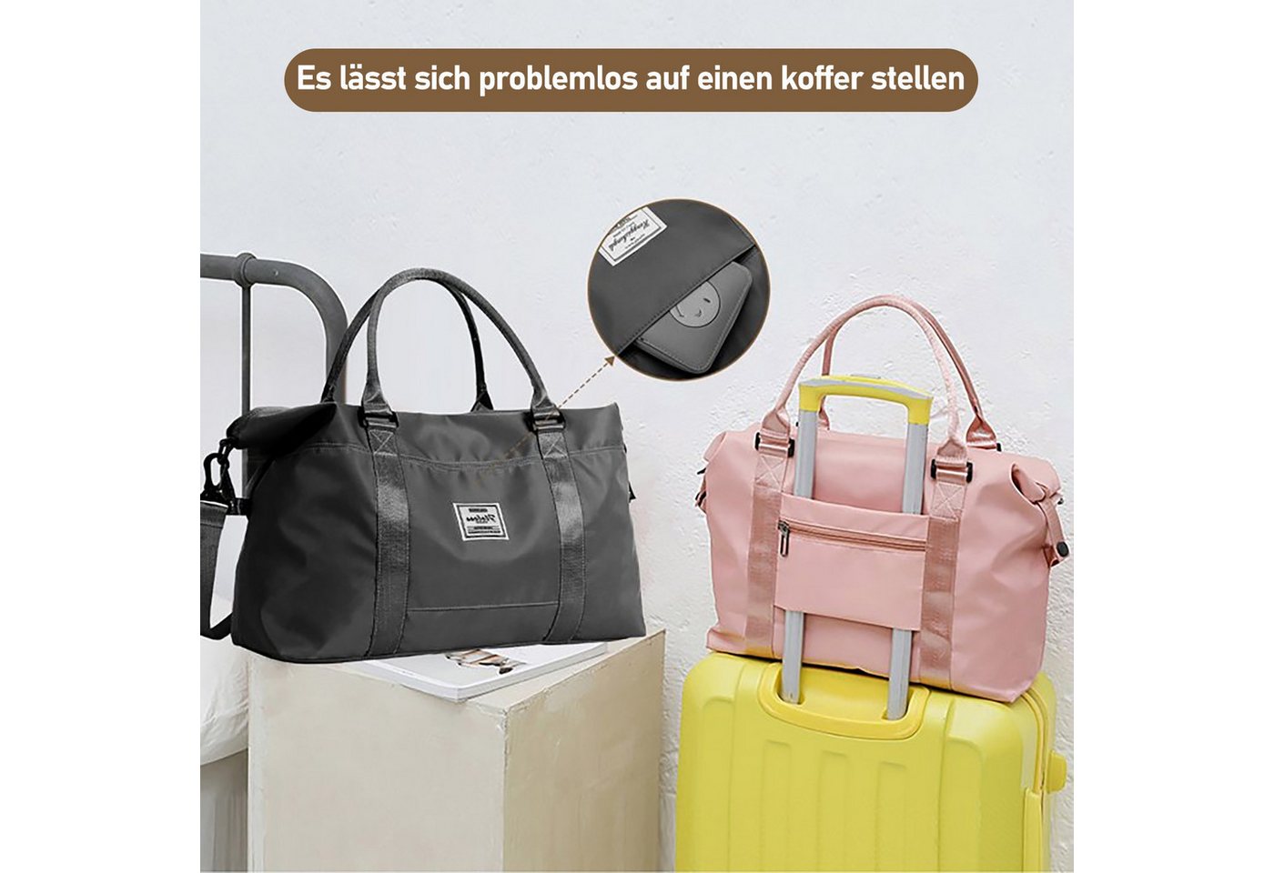 HUGERSTONE Reisetasche Wasserdicht Sporttasche Damen Herren, Große Erweiterbare Schwimmtasche (48x16x39 Verschleißfest Trainingstasche), mit Nassfach und Schultergurt für Yoga, Schwimmen, Fitness, Tourismus