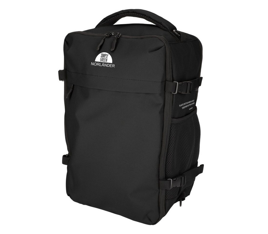 Norländer Reiserucksack Handgepäck-Rucksack – Nachhaltige Reisetasche mit 15,6" Laptopfach (1-tlg), RPET-Recycling, Anti-Diebstahl-Fach, Laptopfach 15,6", Trolley-Band