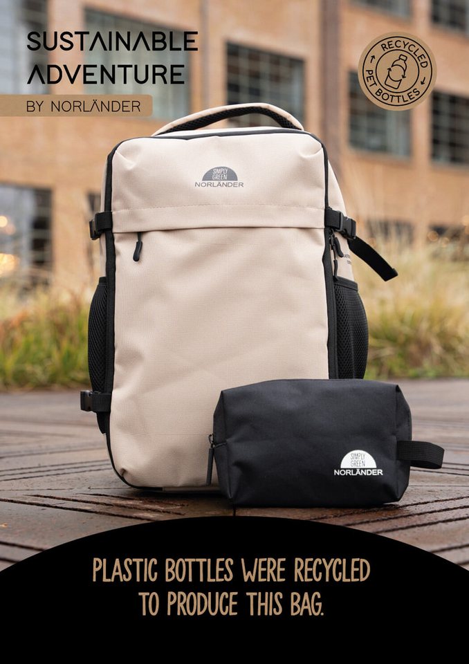 Norländer Reiserucksack Handgepäck-Rucksack – Nachhaltige Reisetasche mit 15,6" Laptopfach (1-tlg), RPET-Recycling, Anti-Diebstahl-Fach, Laptopfach 15,6", Trolley-Band Bild 3