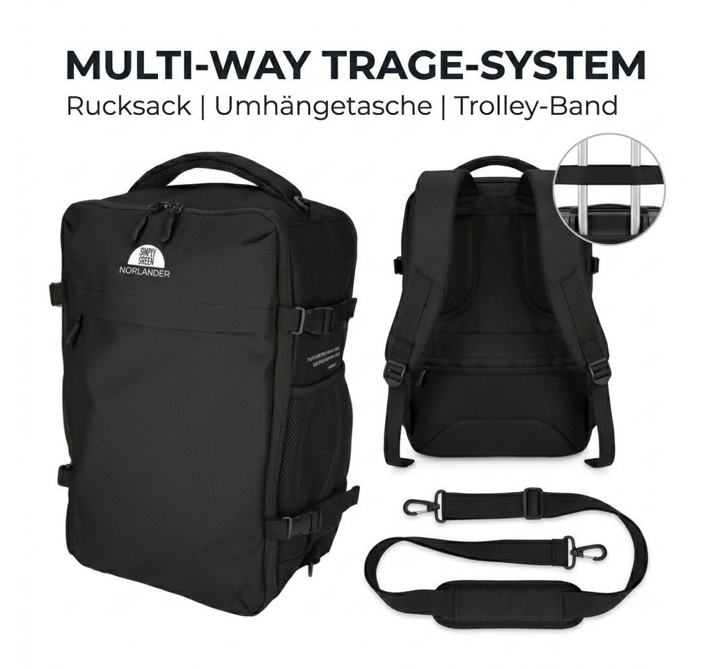Norländer Reiserucksack Handgepäck-Rucksack – Nachhaltige Reisetasche mit 15,6" Laptopfach (1-tlg), RPET-Recycling, Anti-Diebstahl-Fach, Laptopfach 15,6", Trolley-Band Bild 5