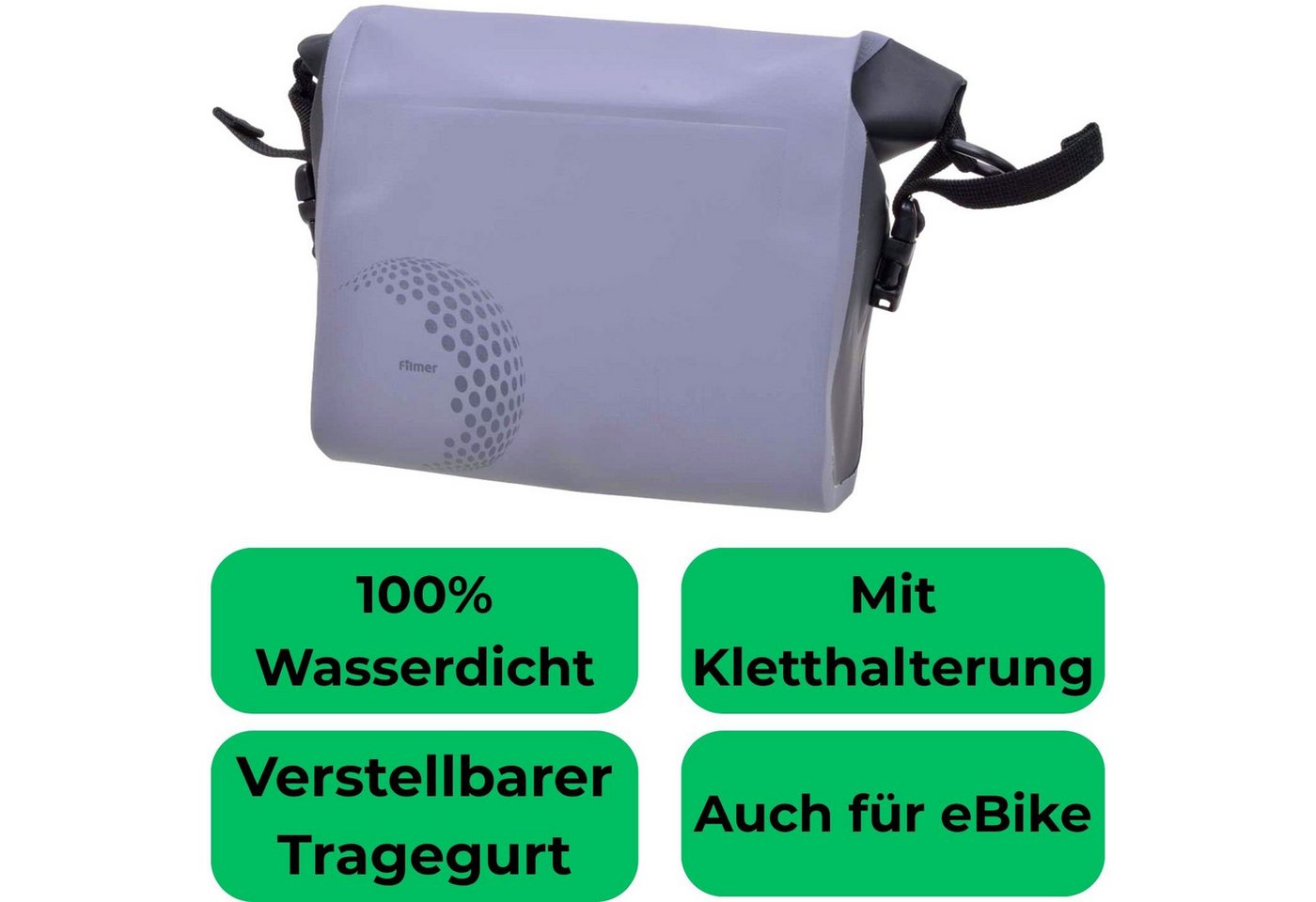 Diedrich Filmer GmbH Fahrradtasche Lenker-Tasche Trekking 5L Fahrrad-Tasche Grau (1x Lenkertasche Trekking), Lenkertasche Bike Case Bikepacking Bag wasserabweisend auch für E-Bike