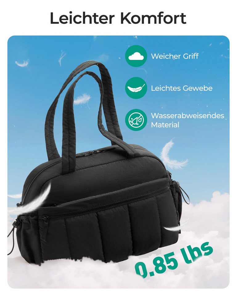 Forrlite Reisetasche Reisetasche Puffer, Sporttasche Damen 24L Weekender Wickeltasche (Wasserabweisend Travel Bag Handgepäck Gym Bag Kliniktasche Geburt Krankenhaustasche Mit PVC Nasse Tasche Für Fitness, Schwarz) Bild 2
