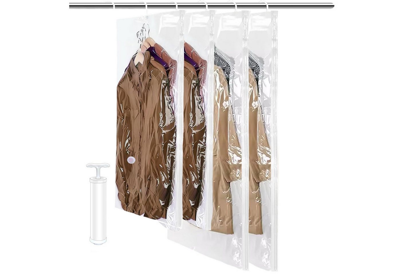 SURFOU Aufbewahrungstasche Hängende Vakuumbeutel Kleidersack Vakuum, (Set, 4 St) Vakuumbeutel für Kleidung, platzsparend im Kleiderschrank Bild 3