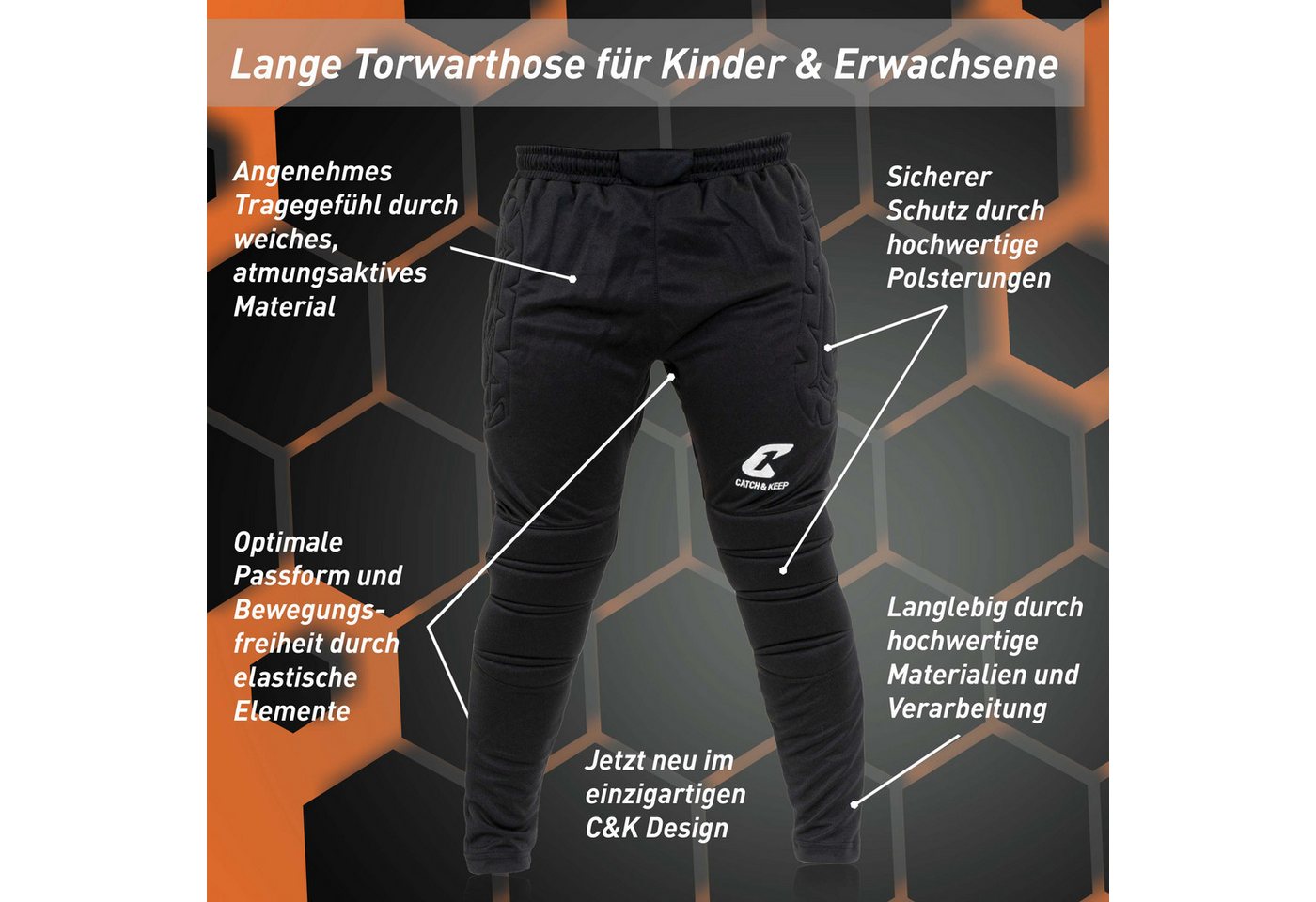 Catch & Keep Torwarthose Torwarthose - Gepolsterte Torwarthose für Kinder und Erwachsene (1er Pack) gepolstert Bild 3