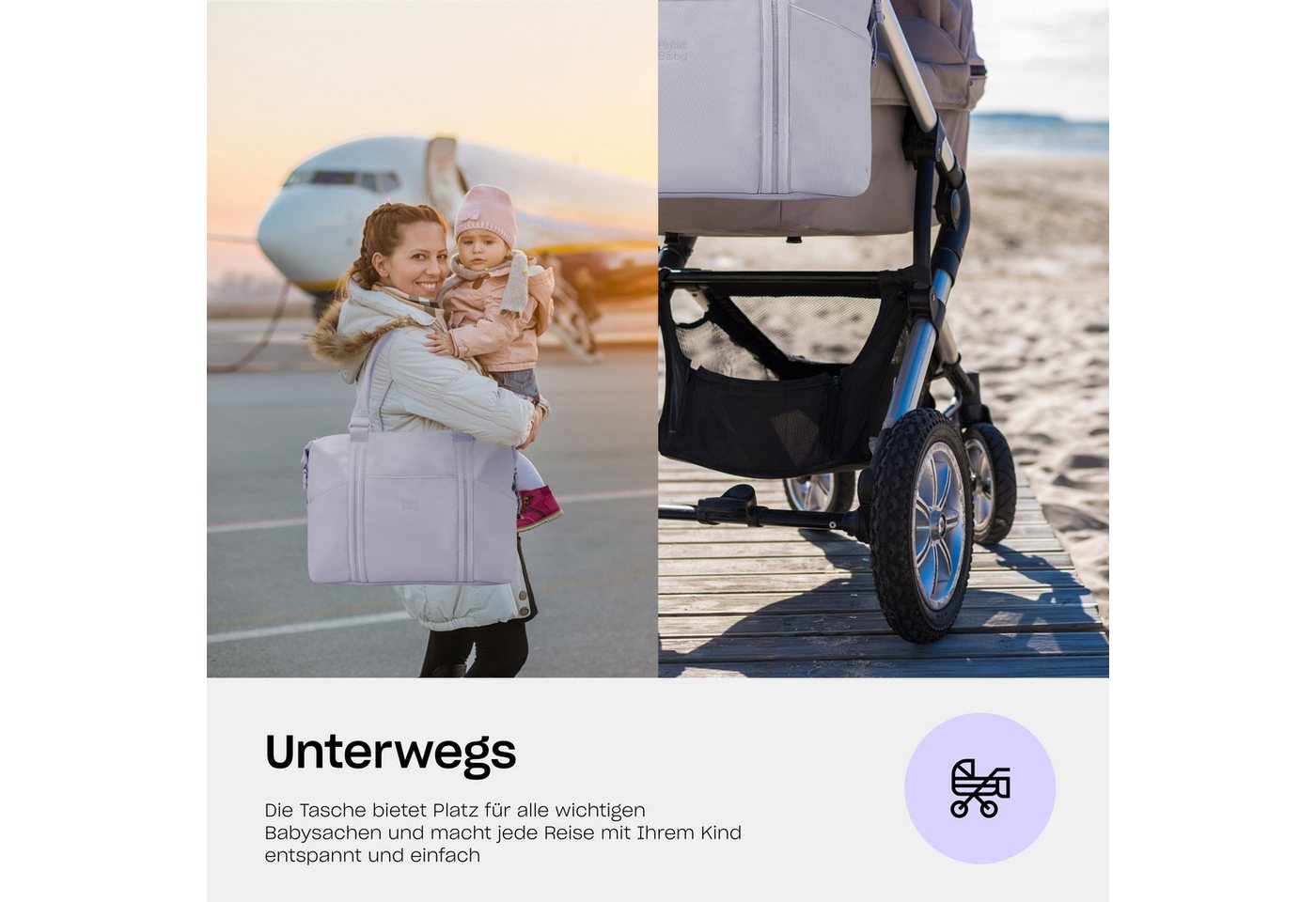 Hylat Baby Wickeltasche Wickeltasche - gesteppte Tasche für Windeln, Kindersachen -Hellviolett (1-tlg), Gesteppte Tasche für Windeln und Kindersachen - Hellviolett Bild 2