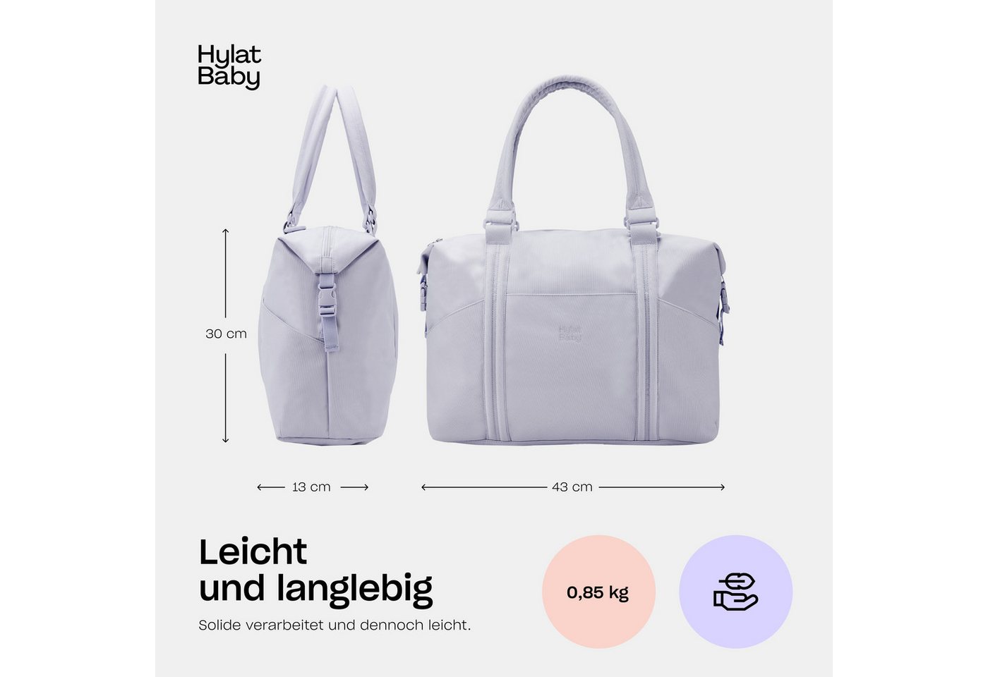 Hylat Baby Wickeltasche Wickeltasche - gesteppte Tasche für Windeln, Kindersachen -Hellviolett (1-tlg), Gesteppte Tasche für Windeln und Kindersachen - Hellviolett Bild 5