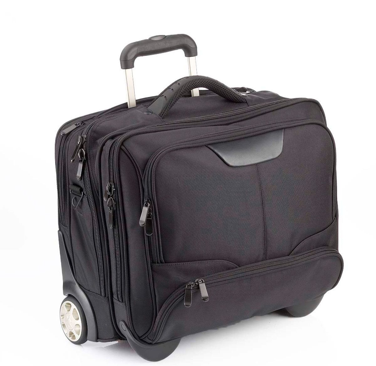 Dermata Business-Trolley Notebooktrolley Pilotenkoffer mit Rollen viele Fächer, bis 17, 2 Rollen