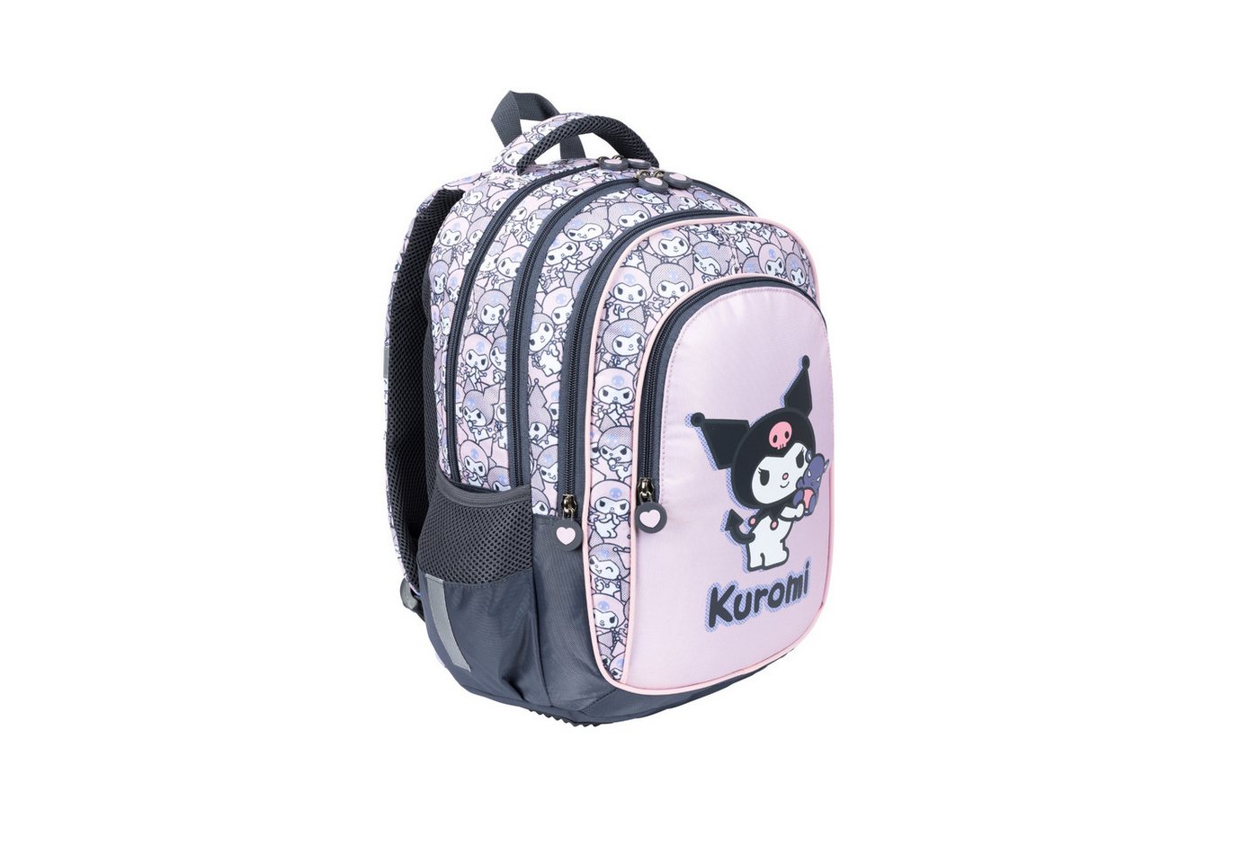 GOLDKIDS Schulranzen für Jungen und Mädchen, 4er-Set - (Schul-Rucksack für Kinder mit Federmäppchen -, Schuhbeutel und Regenschutz), - Kuromi Motiv Bild 2