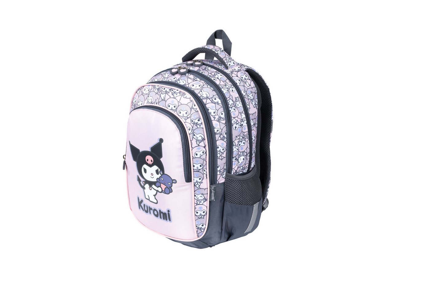 GOLDKIDS Schulranzen für Jungen und Mädchen, 4er-Set - (Schul-Rucksack für Kinder mit Federmäppchen -, Schuhbeutel und Regenschutz), - Kuromi Motiv Bild 4