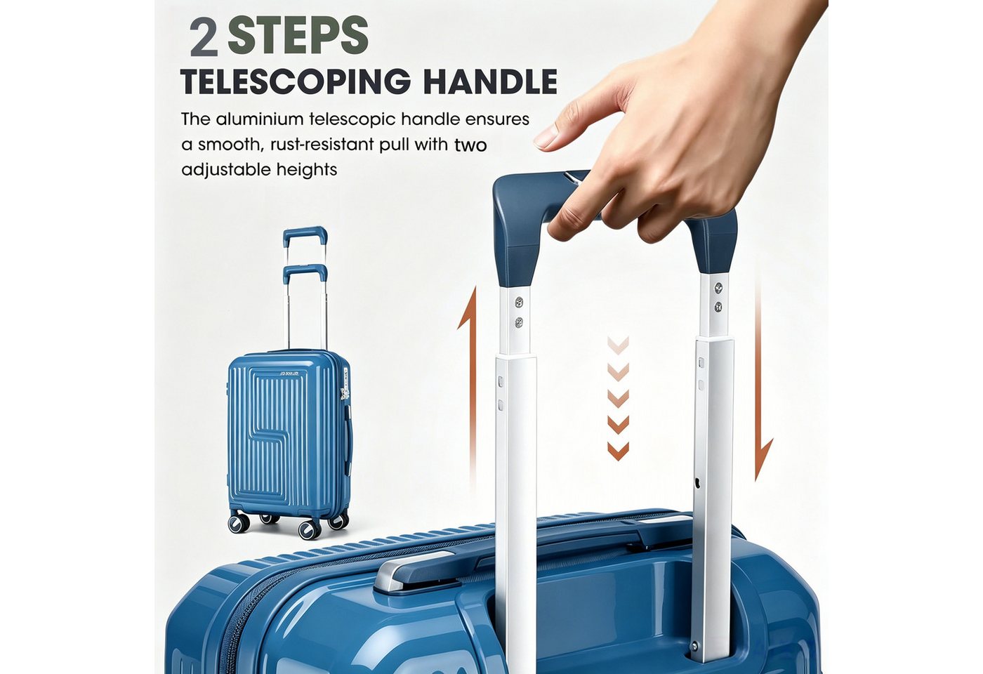 Super Solu Hartschalen-Trolley Koffer Reisekoffer PP-Polypropylen, Erweiterbarer Hartschalenkoffer, 4 Rollen, 28 Zoll XL 75cm, Blau, leicht & robust, TSA-Zahlenschloss Bild 4