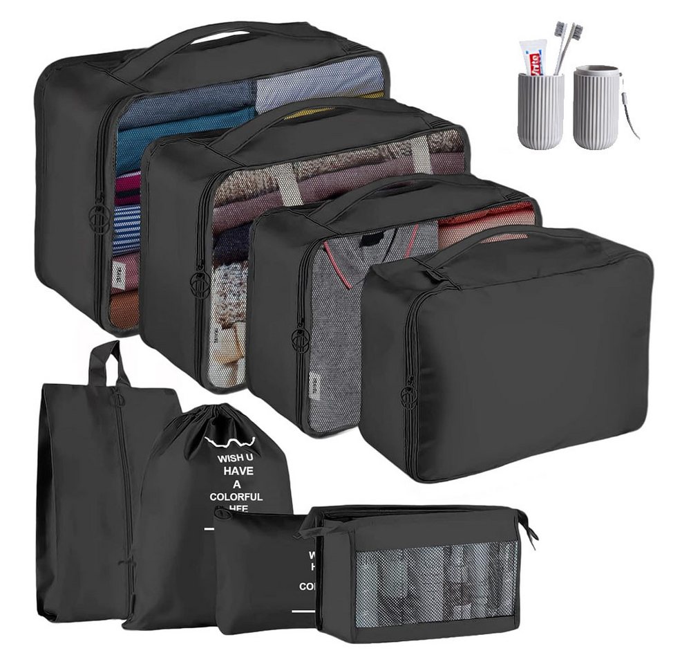 TUWENA Kofferorganizer Koffer Organizer Set 9-teilig, Reise Kleidertaschen mit Waschbecher, Verpackungswürfel mit Kosmetiktasche, Schuhbeutel, Cubes, Reisezubehör Bild 3