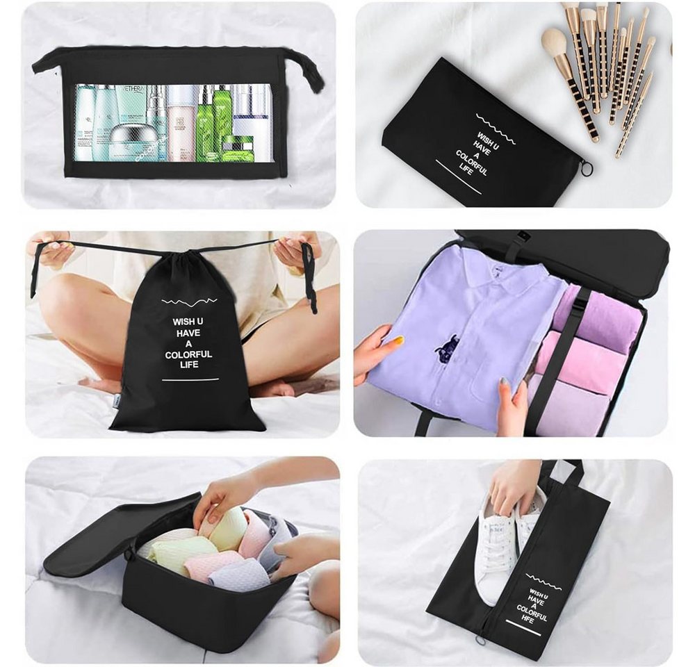 TUWENA Kofferorganizer Koffer Organizer Set 9-teilig, Reise Kleidertaschen mit Waschbecher, Verpackungswürfel mit Kosmetiktasche, Schuhbeutel, Cubes, Reisezubehör Bild 4