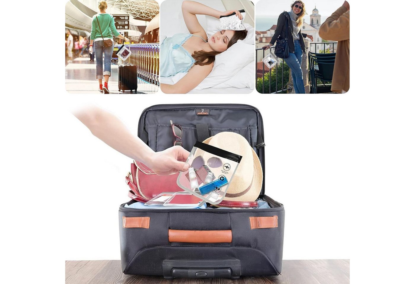 Zaewry Kulturbeutel Transparent Kulturtasche,Flugzeug Beutel Flüssigkeiten 20 x 20 cm (1 Liter Beutel Flugzeug Reisebeutel, Waschtasche für Damen & Herren, 6-tlg), Reise Gadgets Must Have, Wasserdichter und Auslaufsicher mit Lanyard Bild 5