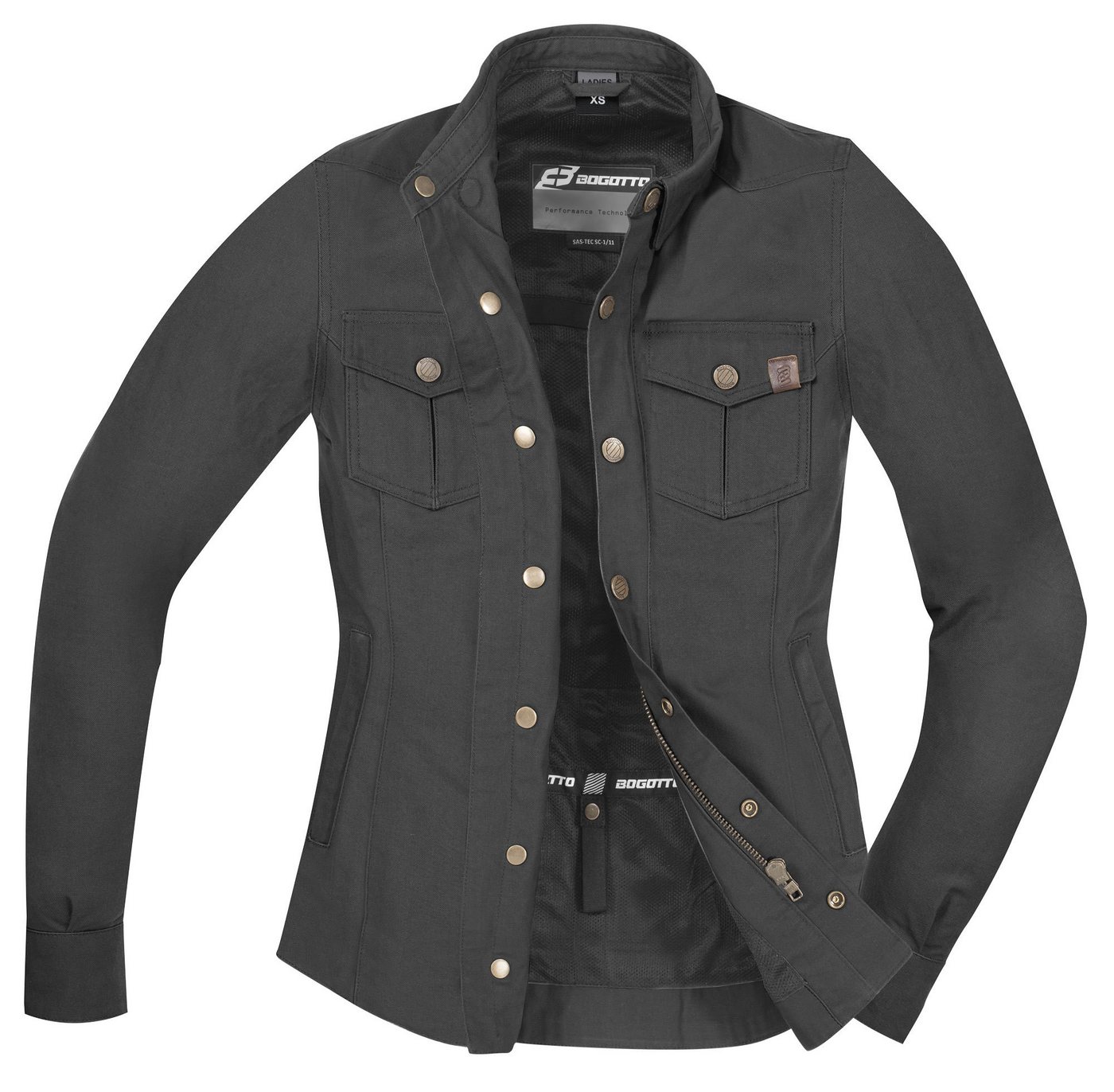 Bogotto Motorradjacke Furrow Damen Motorrad Hemd Verbindungsreißverschluss,Ellenbogenprotektoren enthalten,perfori Bild 2