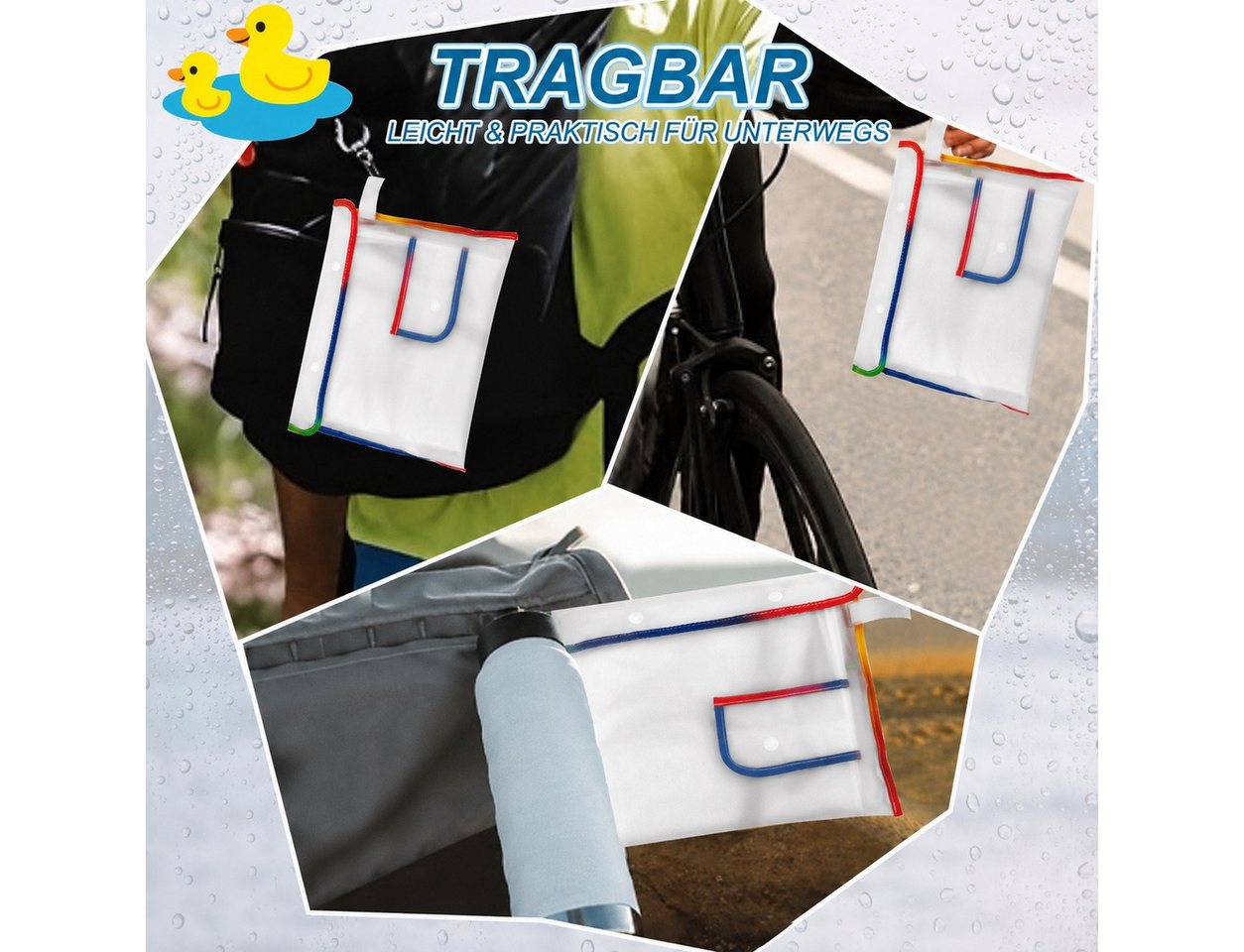 MOPUEA Regenmantel Transparenter Damen-Regenponcho, transparenter Poncho (für Camping Wandern Draussen und Täglicher Gebrauch, 1-tlg., Regenmantel für Erwachsene, regencape damen) mit Kordelzug Kapuze EVA Wiederverwendbarer Tragbarer Regencape Bild 2