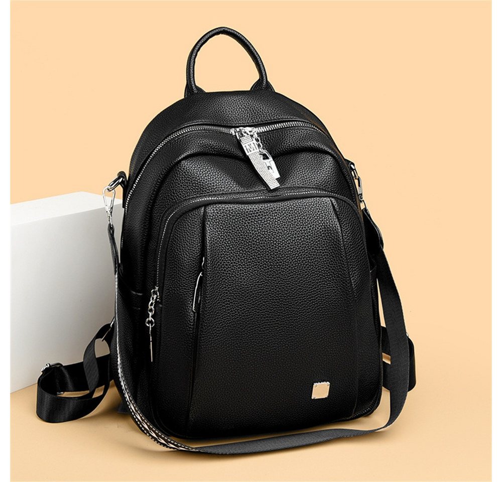 MOPUEA Rucksack PU-Leder-Rucksack, Schultertasche,Classic Anti-Diebstahl-Rucksack (Shopper, Umhängetasche, große Kapazität, 3-tlg), lässiger Taschensack, wasserdicht, Reiserucksack, Anti-Diebstahl Bild 3