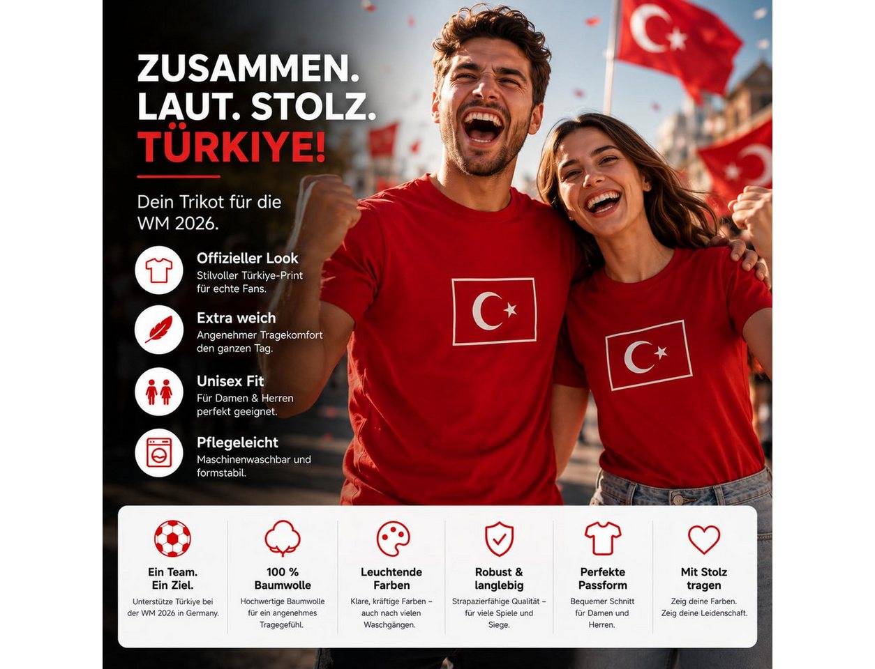 Outdoorn Fußballtrikot Türkei Fan T-Shirt WM 2026 – Fußball Weltmeisterschaft Türkiye Trikot