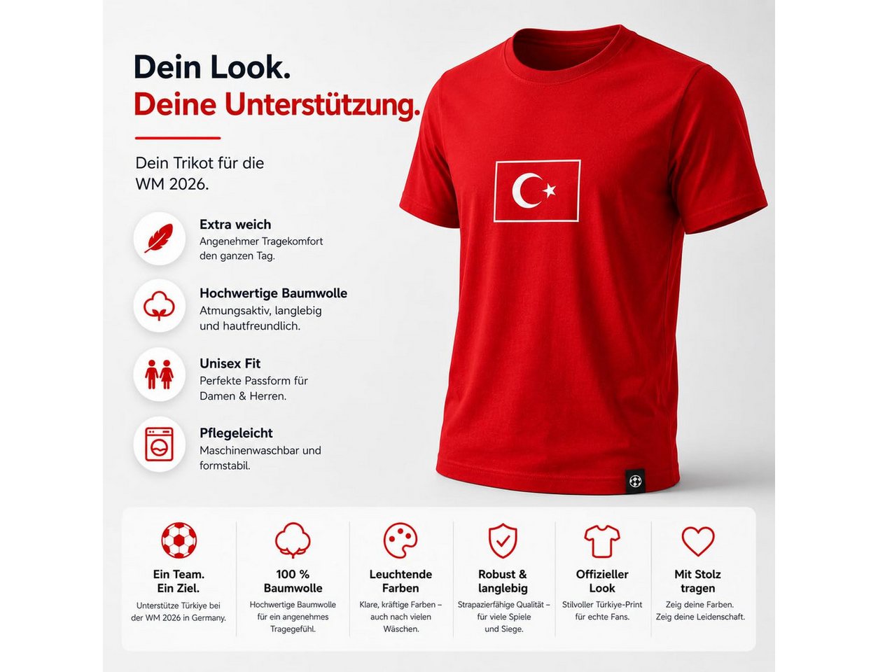 Outdoorn Fußballtrikot Türkei Fan T-Shirt WM 2026 – Fußball Weltmeisterschaft Türkiye Trikot Bild 4