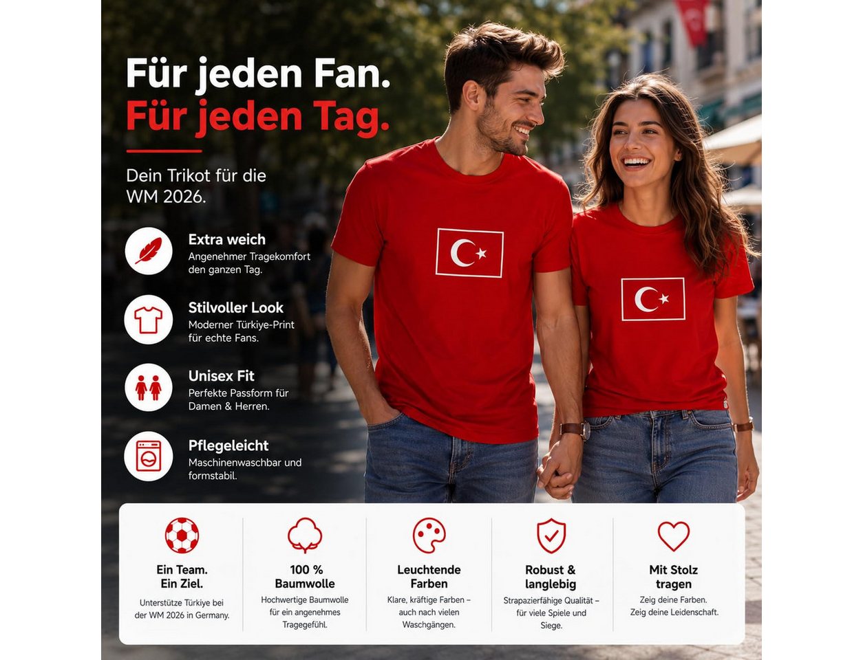 Outdoorn Fußballtrikot Türkei Fan T-Shirt WM 2026 – Fußball Weltmeisterschaft Türkiye Trikot Bild 5
