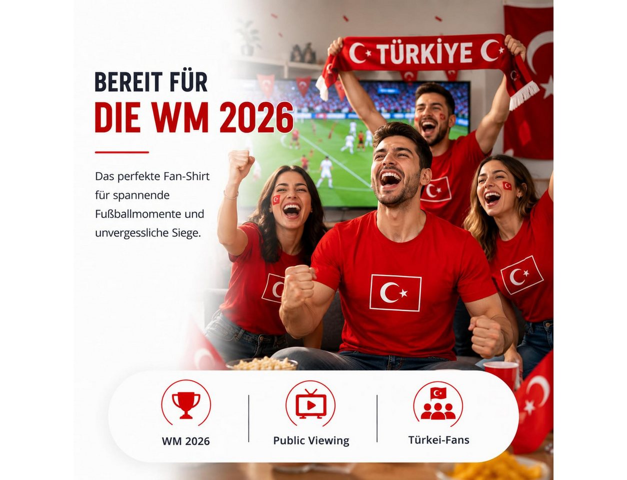 Athlejoy Fußballtrikot Fußball Weltmeisterschaft 2026 Türkei T-Shirt – Türkiye Trikot Bild 2
