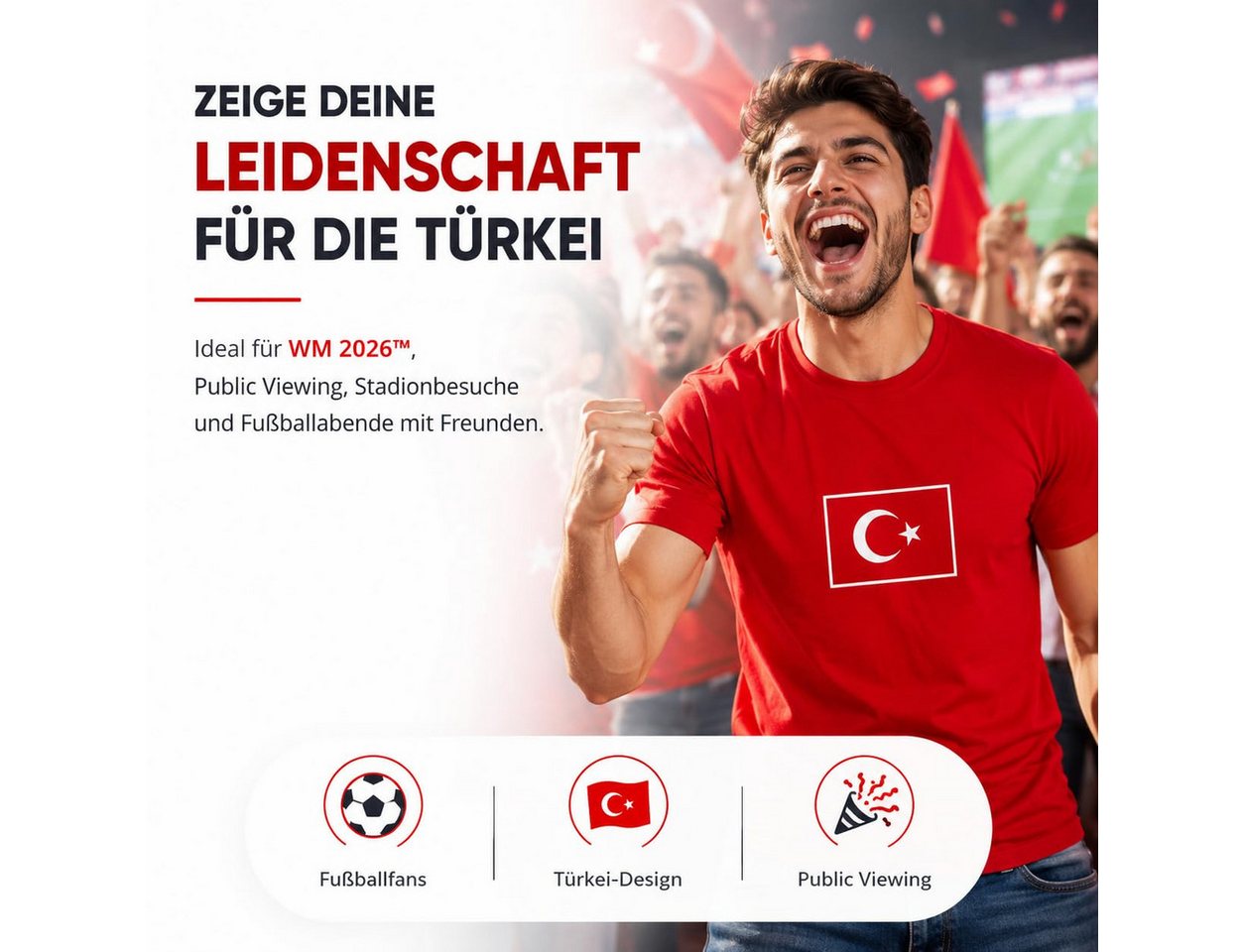 Athlejoy Fußballtrikot Fußball Weltmeisterschaft 2026 Türkei T-Shirt – Türkiye Trikot Bild 3