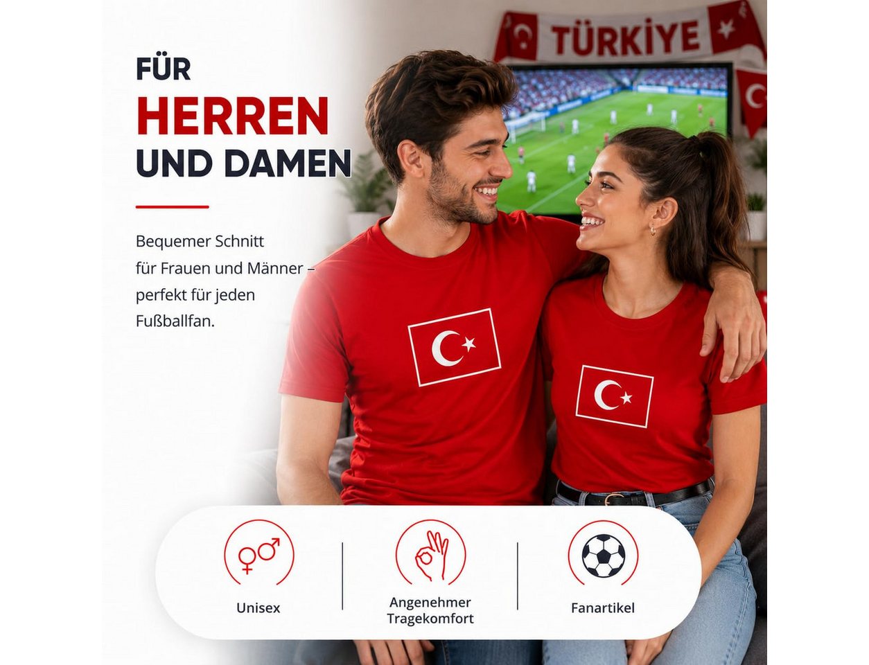 Athlejoy Fußballtrikot Fußball Weltmeisterschaft 2026 Türkei T-Shirt – Türkiye Trikot Bild 5