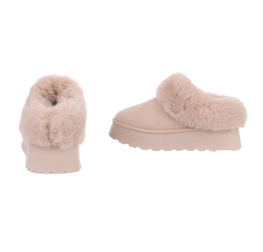 Ital-Design Damen Snowboots Freizeit Snowboots (87531865) Flach Stiefeletten in Beige