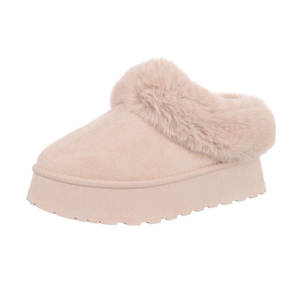 Ital-Design Damen Snowboots Freizeit Snowboots (87531865) Flach Stiefeletten in Beige Bild 5