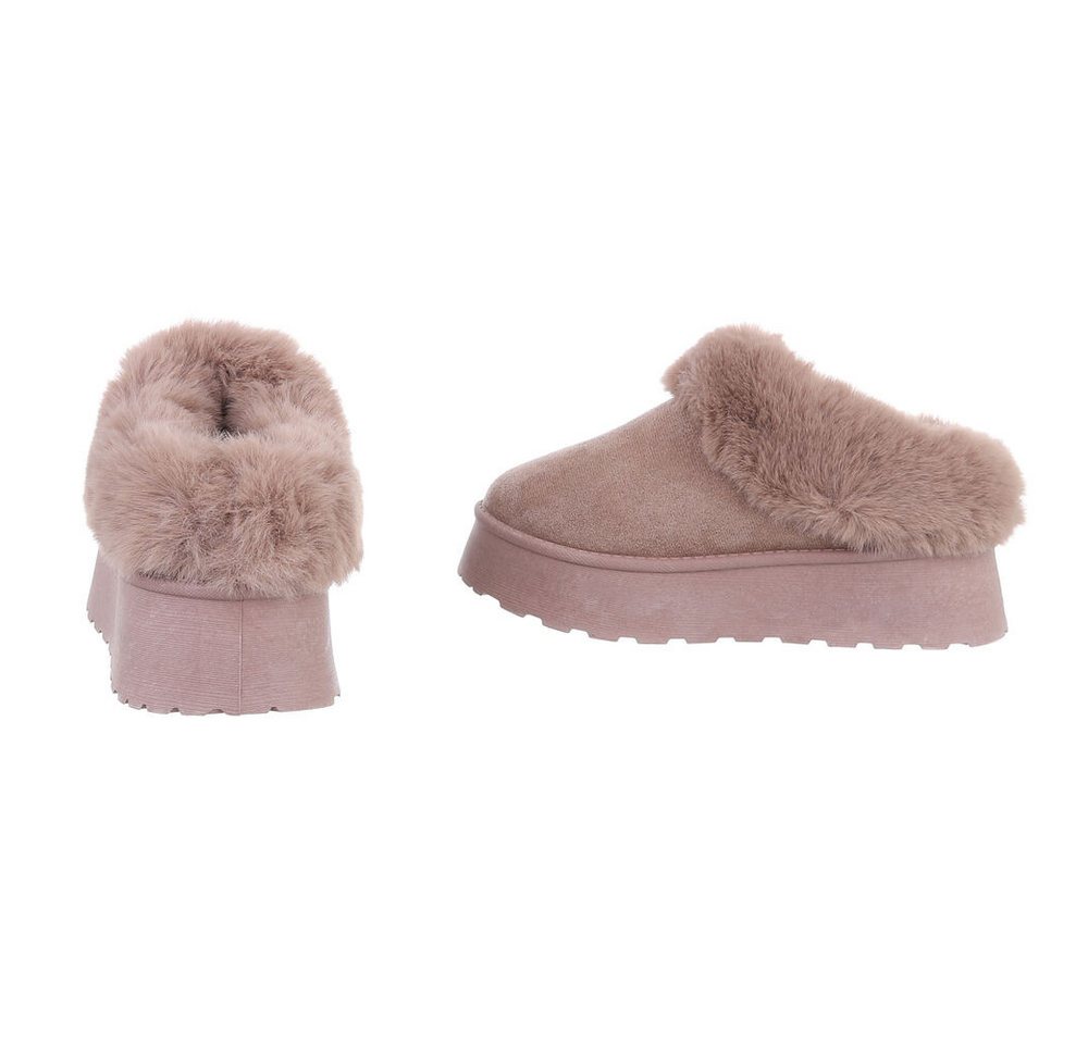 Ital-Design Damen Snowboots Freizeit Snowboots (87531845) Flach Stiefeletten in Hellbraun